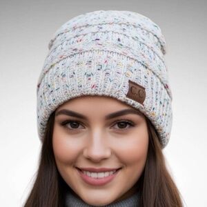 🤍 White  Multicolor Beanie